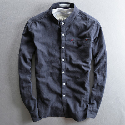 Мъжка памучна риза с дълъг ръкав в три цвята