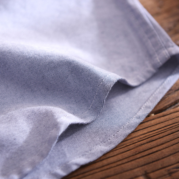 Мъжка памучна риза с дълъг ръкав и декорация джоб в три цвята