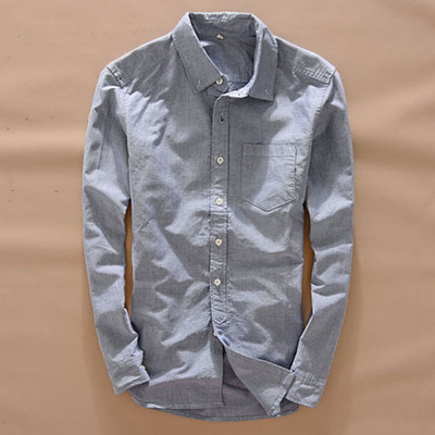 Тънка  мъжка риза с дълъг ръкав в пет цвята