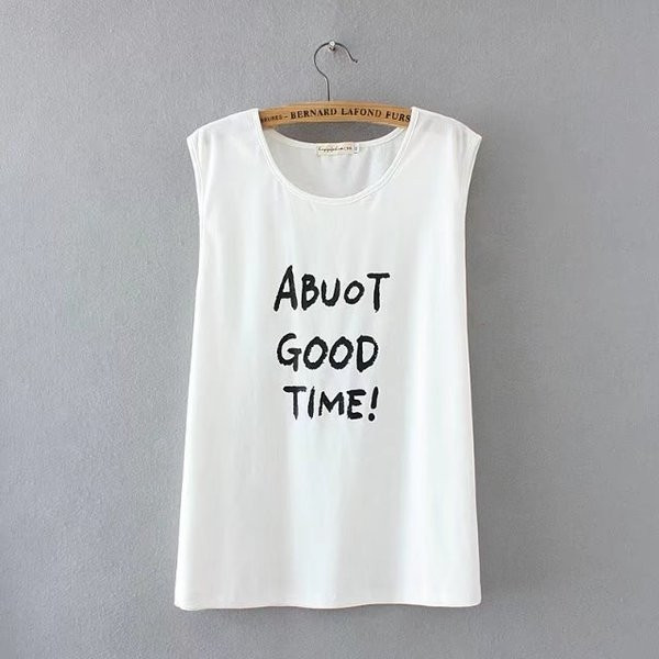 Дамски потник с дебели презрамки и надпис в три цвята