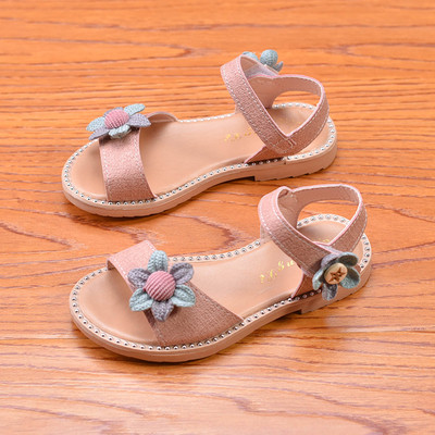 Ежедневни детски сандали за момиче с декорация цвете