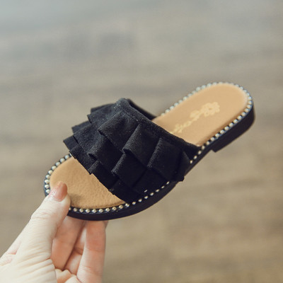 Ежедневни детски чехли за момиче на равна подметка