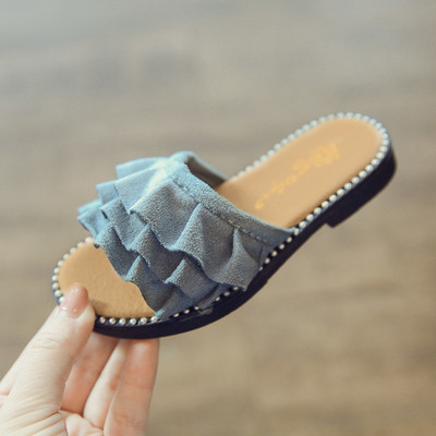 Ежедневни детски чехли за момиче на равна подметка