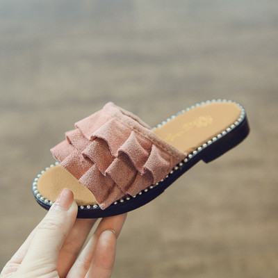 Ежедневни детски чехли за момиче на равна подметка