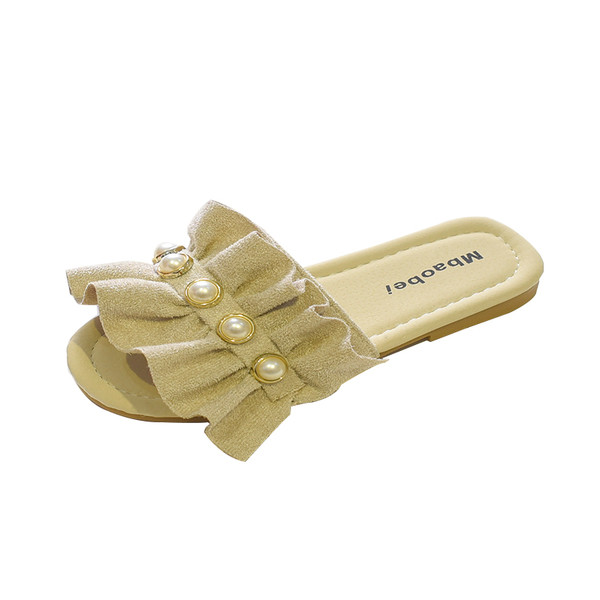 Детски чехли за момиче с перли в три цвята