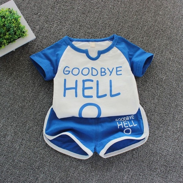 Детски комплект за момчета и момичета в няколко цвята с надпис - два модела