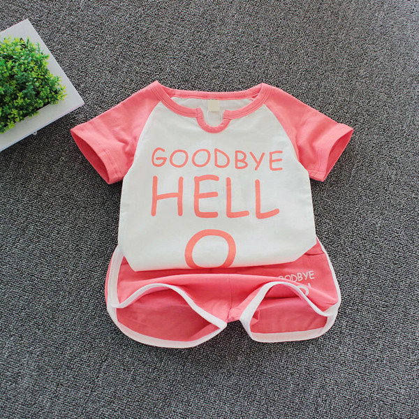 Детски комплект за момчета и момичета в няколко цвята с надпис - два модела