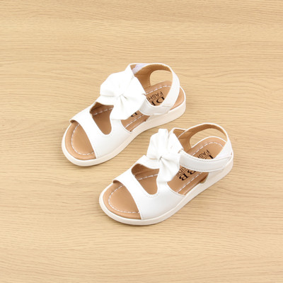 Детски сандали за момиче с декорация панделка в три цвята