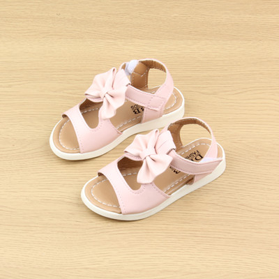 Детски сандали за момиче с декорация панделка в три цвята