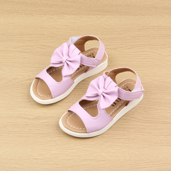 Детски сандали за момиче с декорация панделка в три цвята
