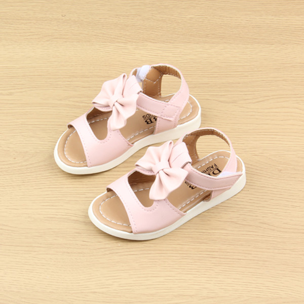 Детски сандали за момиче с декорация панделка в три цвята