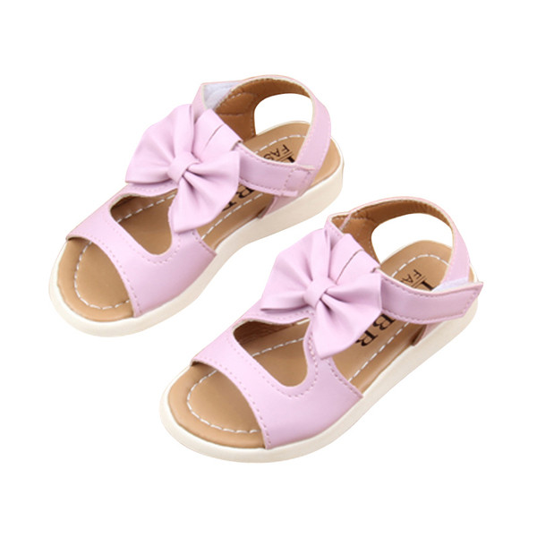 Детски сандали за момиче с декорация панделка в три цвята