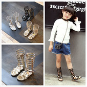 Sandale inalte pentru copii cu bretele pe talpa plata in trei culori