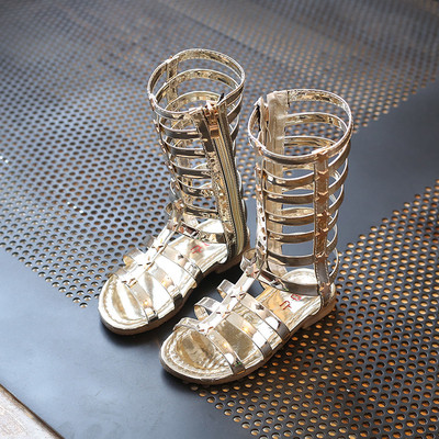 Sandale inalte pentru copii cu bretele pe talpa plata in trei culori