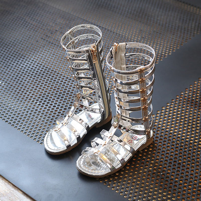 Sandale inalte pentru copii cu bretele pe talpa plata in trei culori