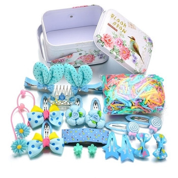 Кутия с аксесоари за коса за момичета включваща  различни фиби и ластици