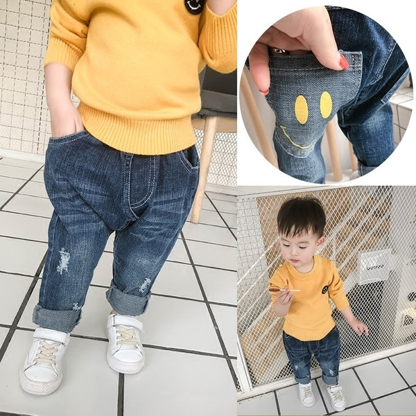 Blugi copii pentru baieti model lat cu imprimeu