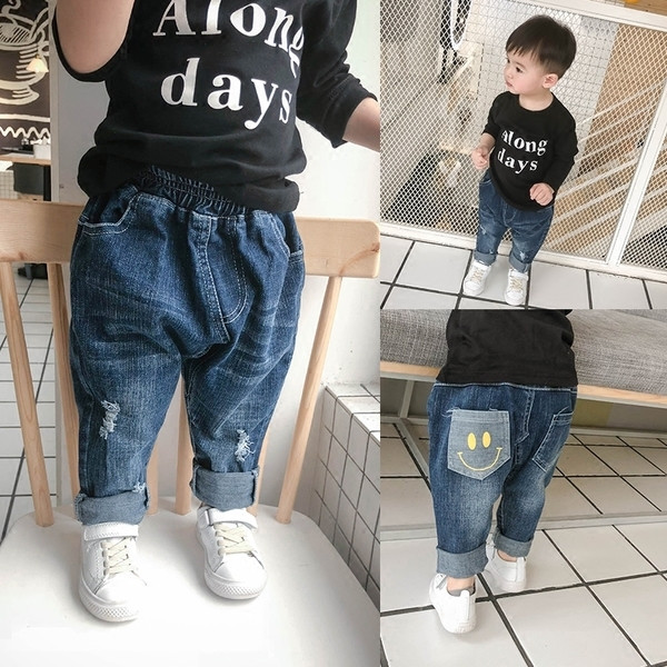 Blugi copii pentru baieti model lat cu imprimeu