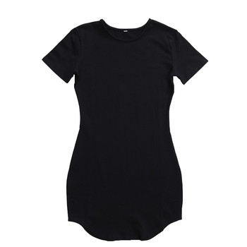 Rochie de dama din bumbac cu maneci scurte in alb-negru