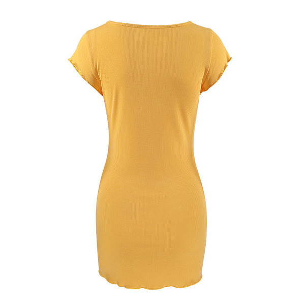 Rochie scurta de dama cu decolteu in V in doua culori