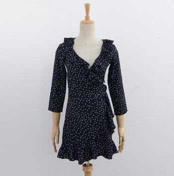 Rochie casual de dama cu decolteu in V in negru si rosu