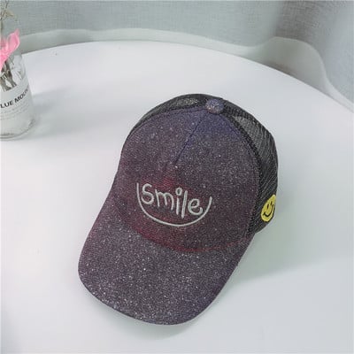 Palarie moderna pentru copii cu plasa, broderie si imprimeu