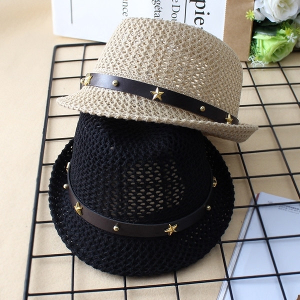 Palarie de plasa pentru copii pentru baieti si fete cu elemente de curea si matura