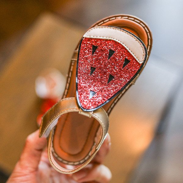 Sandale pentru copii pentru fete cu aplicație colorată în trei culori