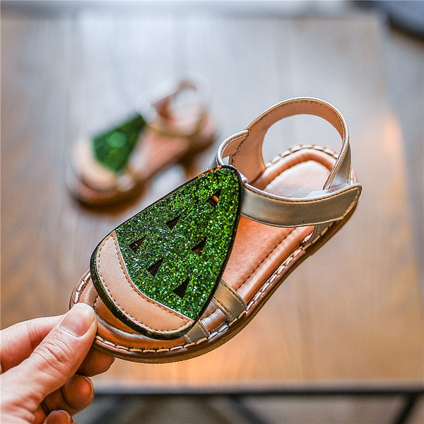 Sandale pentru copii pentru fete cu aplicație colorată în trei culori