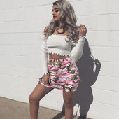 Fusta dama camuflaj din bumbac cu buzunar