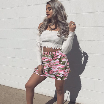 Fusta dama camuflaj din bumbac cu buzunar