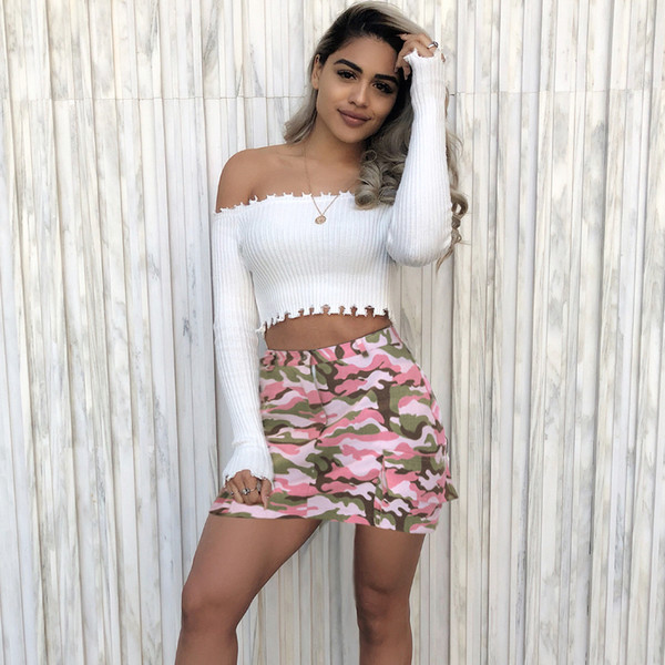 Fusta dama camuflaj din bumbac cu buzunar