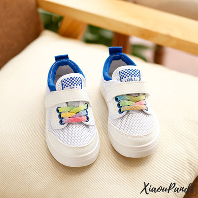 Pantofi sport copii albi cu sireturi colorate