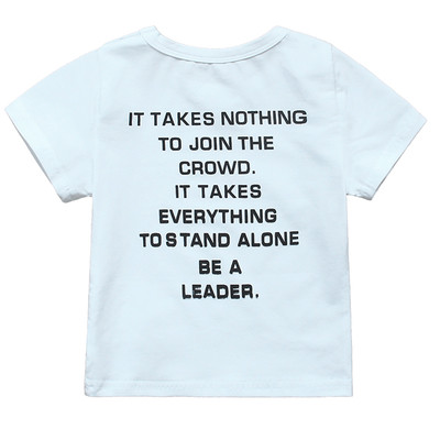 Tricou casual pentru copii alb-negru cu inscriptie pentru baieti