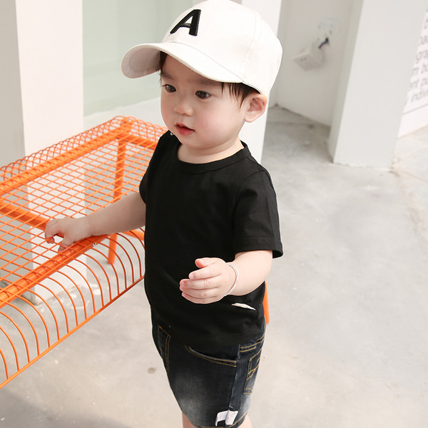 Tricou casual pentru copii alb-negru cu inscriptie pentru baieti