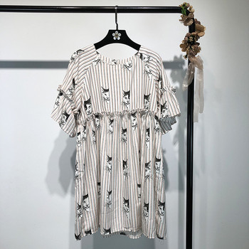 Rochie casual dama in dungi cu imprimeu de pisoi in diferite culori