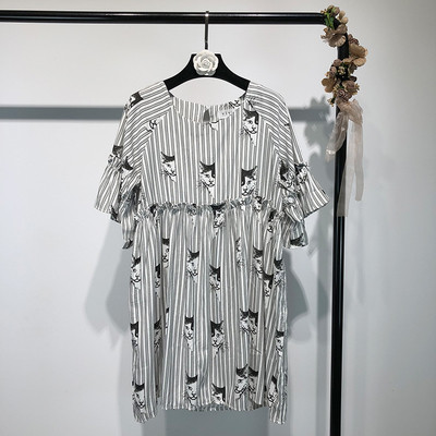 Rochie casual dama in dungi cu imprimeu de pisoi in diferite culori