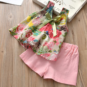 Set copii in culoare deschisa cu motive florale si panglica