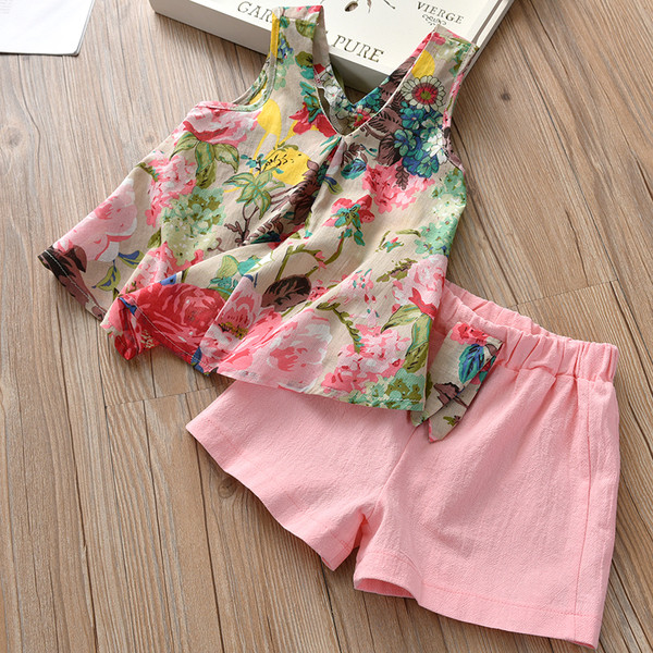 Set copii in culoare deschisa cu motive florale si panglica