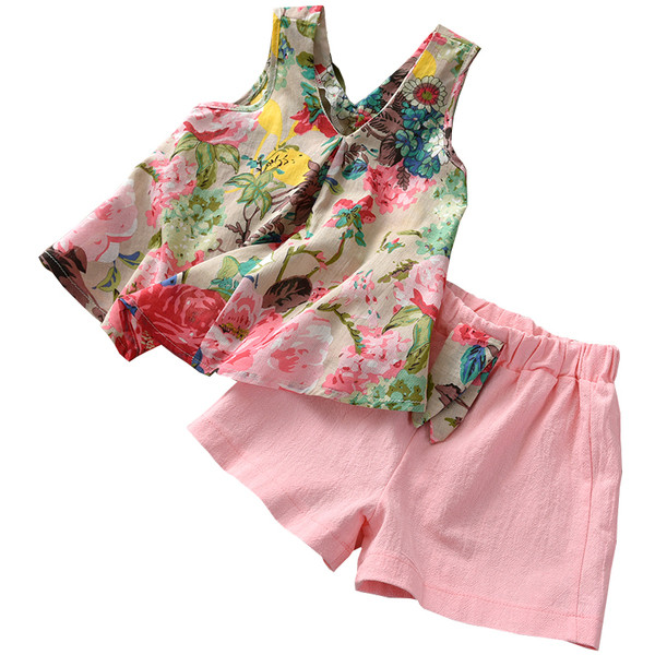 Set copii in culoare deschisa cu motive florale si panglica