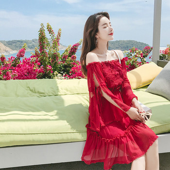 Rochie de vara de dama cu maneci late din sifon in patru culori