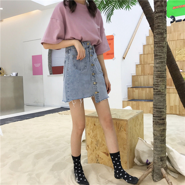 Fusta de dama din denim NOU cu nasturi si buzunare