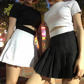 Fusta de dama cu talie inalta in alb-negru