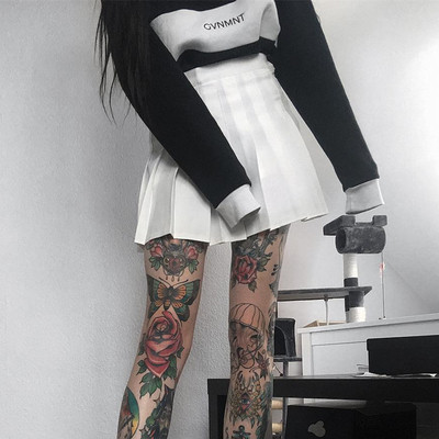 Fusta de dama cu talie inalta in alb-negru