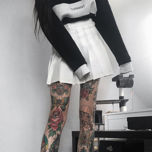 Fusta de dama cu talie inalta in alb-negru