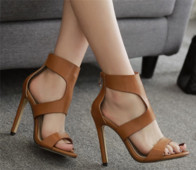 Sandale elegante de damă cu toc înalt din piele ecologică în două culori