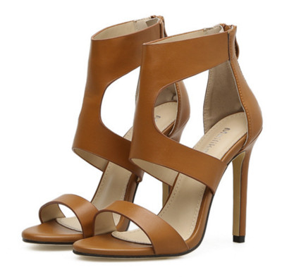 Sandale elegante de damă cu toc înalt din piele ecologică în două culori