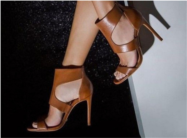 Sandale elegante de damă cu toc înalt din piele ecologică în două culori