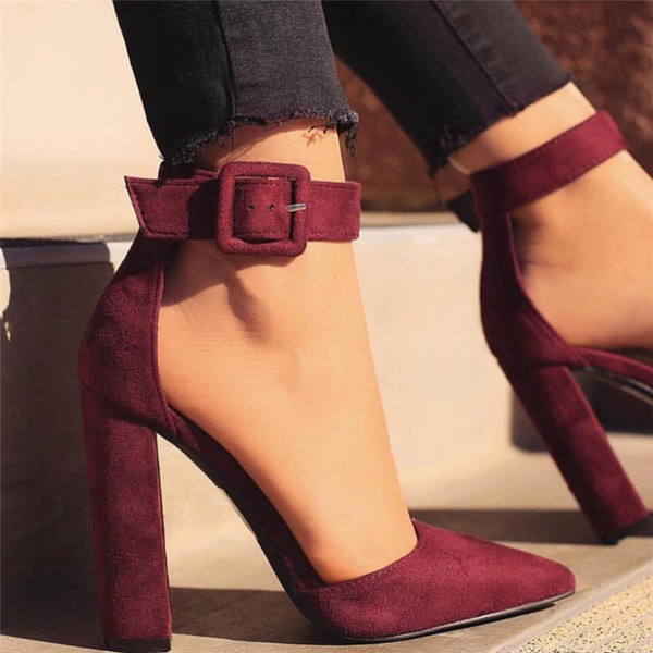 Pantofi eleganti de dama cu toc inalt, cu inchizatoare de glezna in patru culori