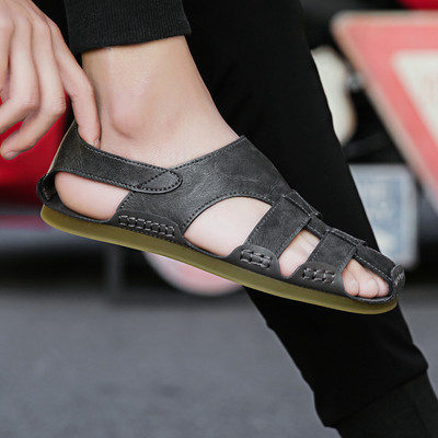 Sandale bărbați din imitație de piele cu cusătură exterioară în mai multe culori